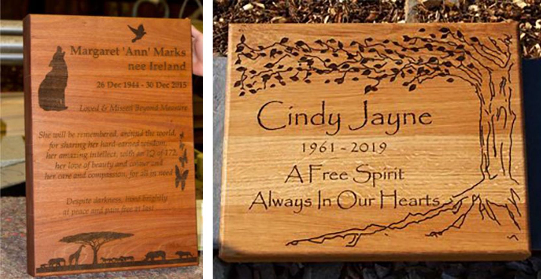 Natural Wood Memorials