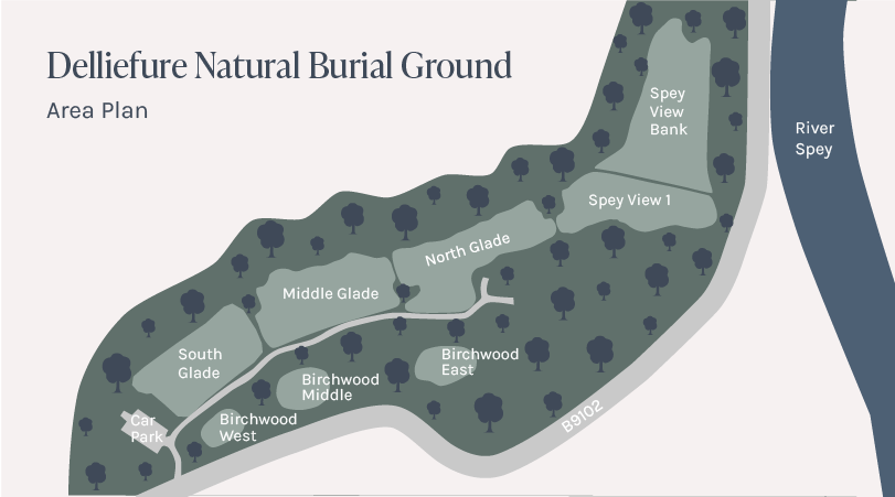 Delliefure area map detailing the layout of the burial ground
