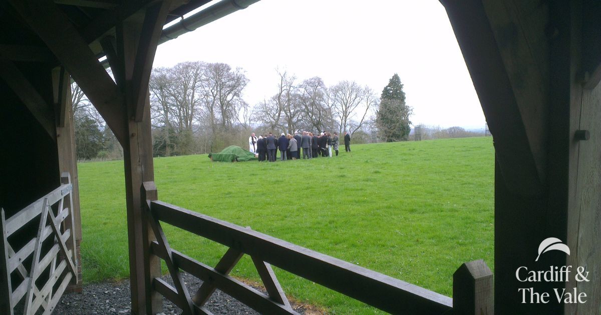Religious funeral at natural burial ground.